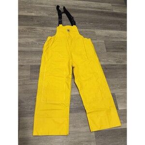 Carhartt Bib Overalls Mens Large Yellow Waterproof Vinyl Rain Pants Workwear